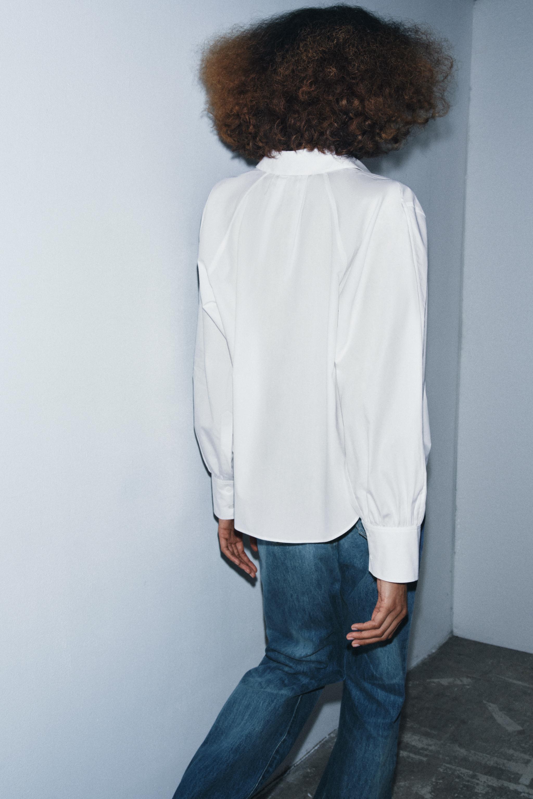 ZW COLLECTION POPLIN PLEATED SHIRT